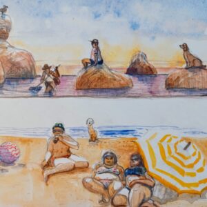 Jeux de plage - Format 29,7 x 21 encadré