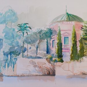 Villa rose - Format 29,7 x 21 encadré