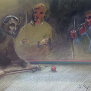 Partie de billard - Format 55 x 45 cm