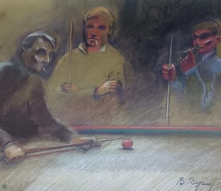 Partie de billard – Format 55 x 45 cm